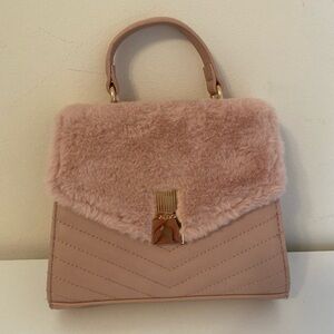 Blush Faux Fur Shoulder Bag